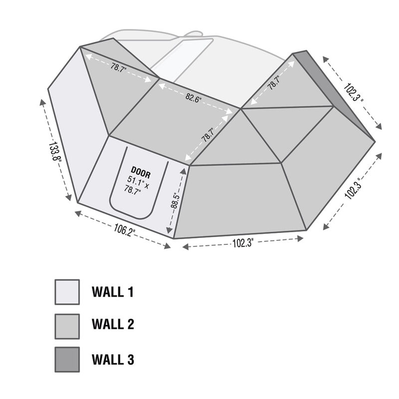 Overland Vehicle Systems Nomadic 270 Awning Wall 3, Driver Side, Dark Gray image number 1