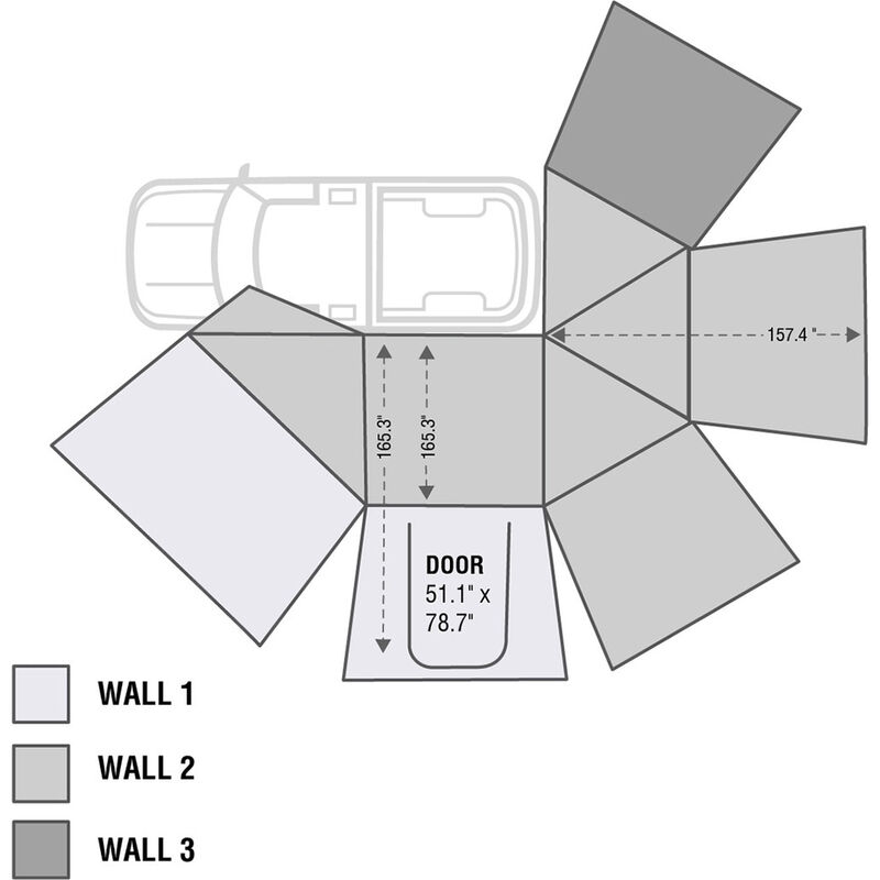 Overland Vehicle Systems Nomadic 270 Awning Wall 3, Driver Side, Dark Gray image number 2